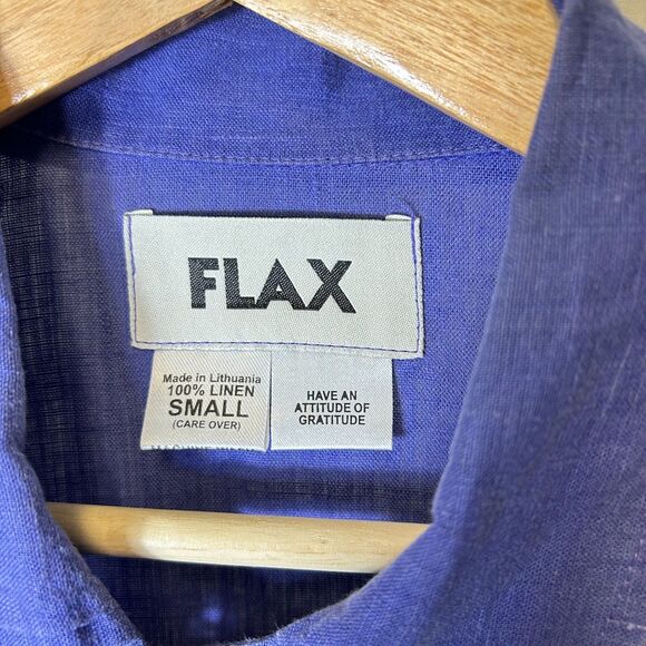 Flax NWOT Periwinkle Blue 100% Linen Lagenlook Boxy Button Up Shirt Jacket Sz S - Picture 5 of 10